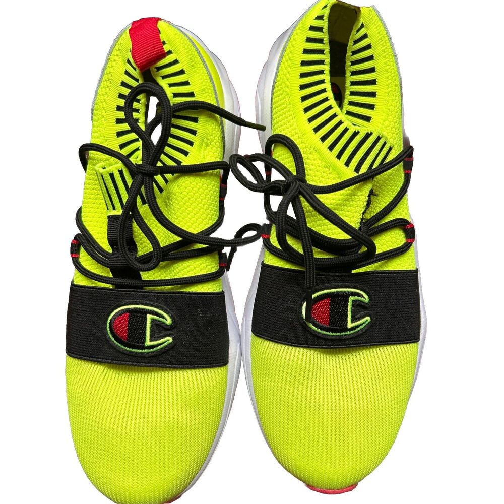 Champion Hype Lo Sneakers Men's Size 7y Neon Yellow Black Slightly Used